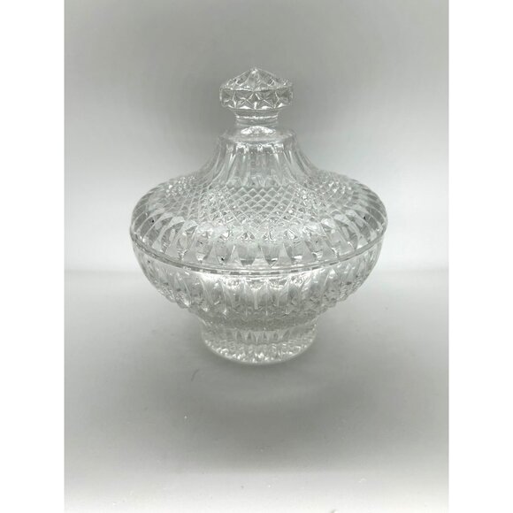 Vintage Candy Dish with Lid Leonard Silver - Empress Lead Crystal Powder Box - Picture 1 of 10